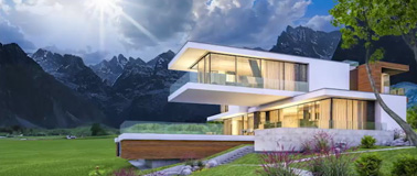 Haus mit automatisierter Beschattungslösung KNX