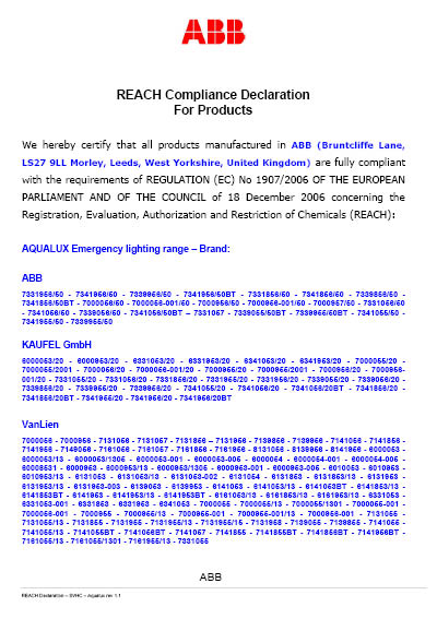 REACH certifcaat Aqualux
