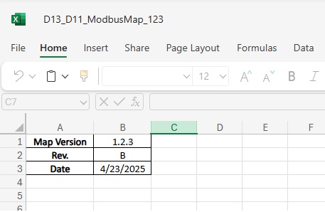 Excel modbus
